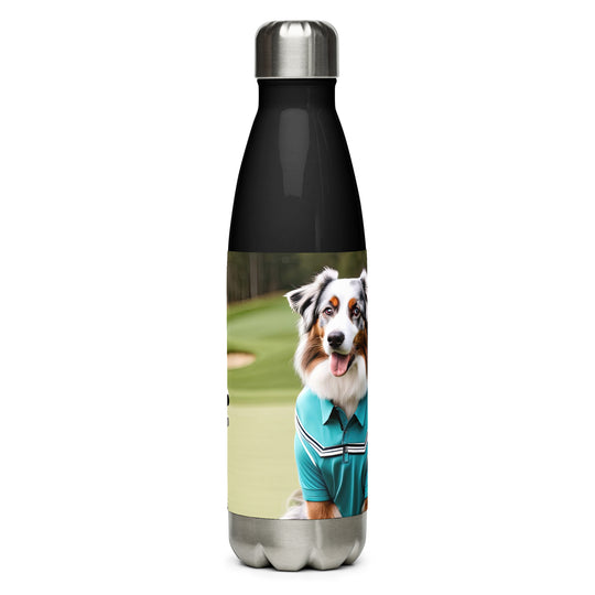 Australian Shepherd Golfer- Stainless steel water bottle v4