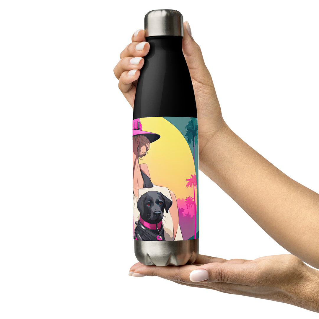 Stainless steel water bottle-Labrador Retriever Golfer V2