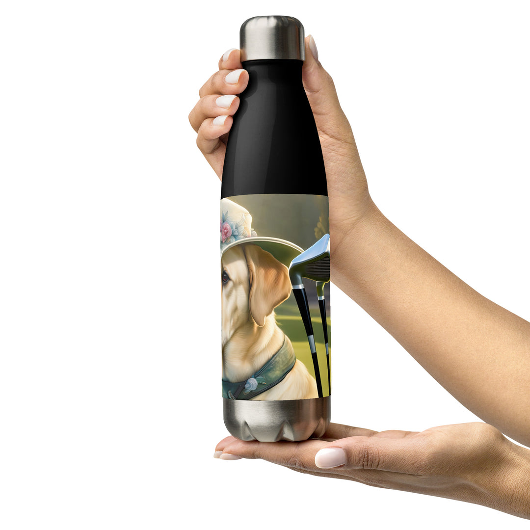 Stainless steel water bottle-Labrador Retriever Golfer V5