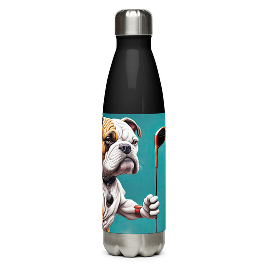 Bulldog Golfer- Stainless Steel Water Bottle