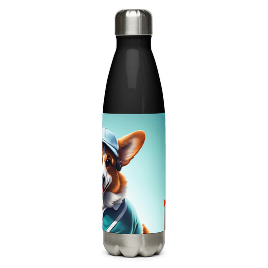 Pembroke Welsh Corgi Golfer- Stainless Steel Water Bottle