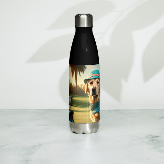 Stainless steel water bottle-Labrador Retriever Golfer V12