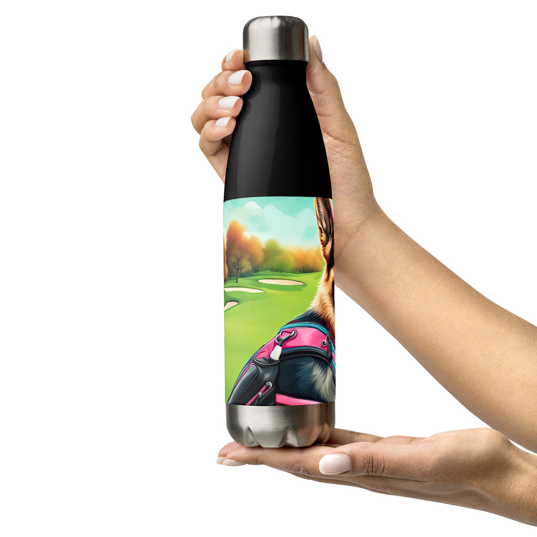 German Shepherd Golfer- Stainless Steel Water Bottle v2