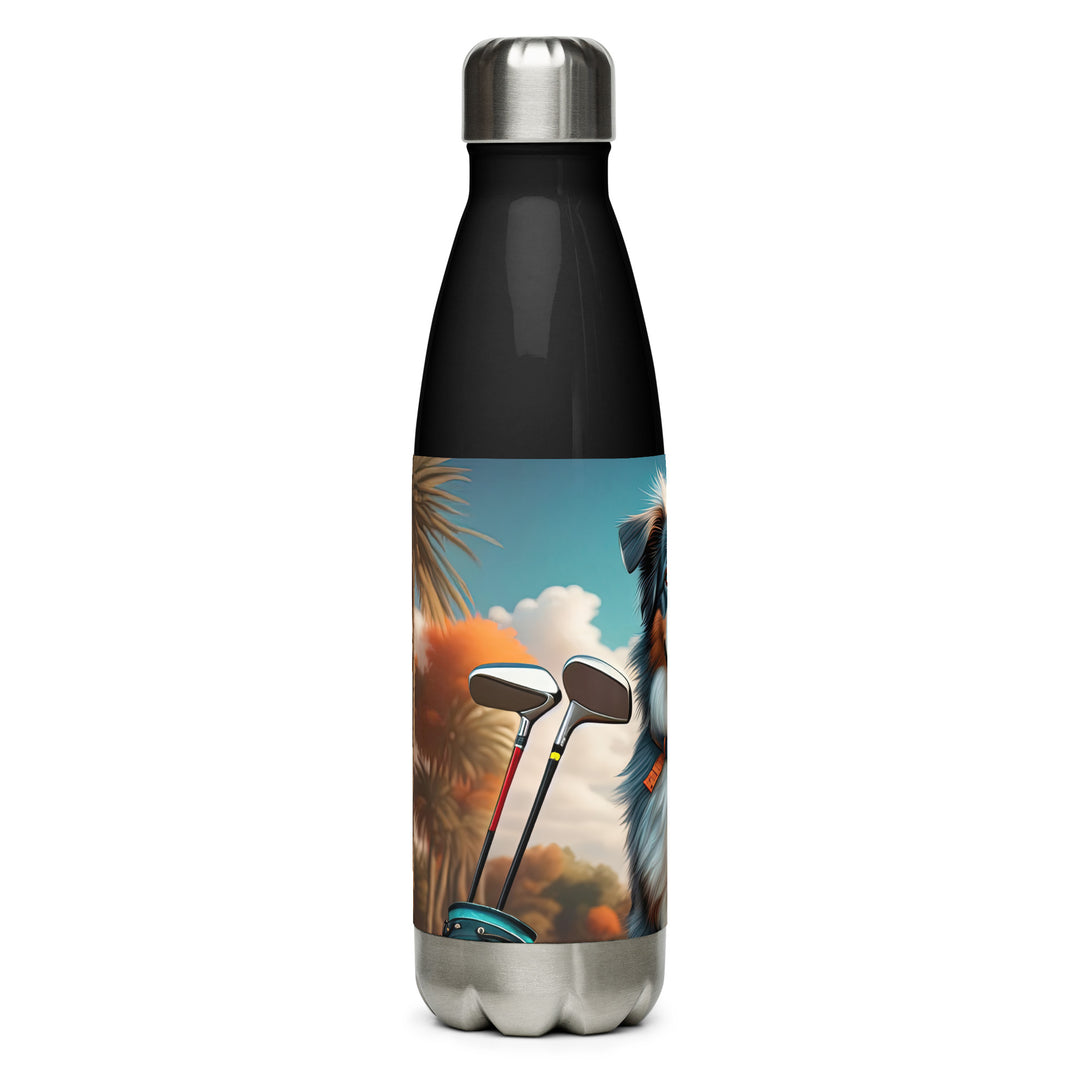 Australian Shepherd Golfer- Stainless steel water bottle v2