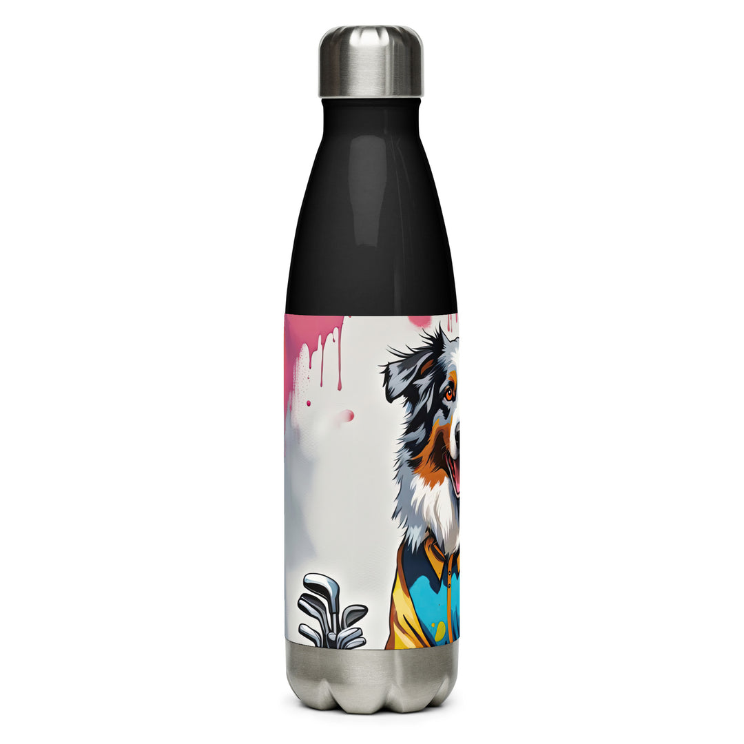 Australian Shepherd Golfer- Stainless steel water bottle v3