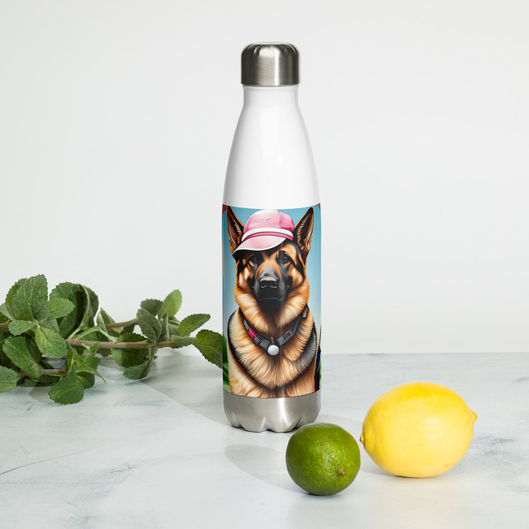 German Shepherd Golfer- Stainless Steel Water Bottle v3