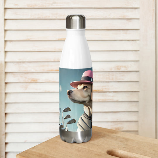 Stainless steel water bottle-Labrador Retriever Golfer V4