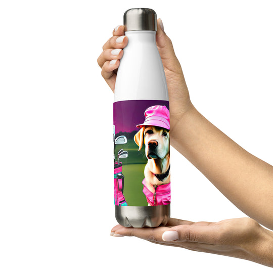 Stainless steel water bottle-Labrador Retriever Golfer V17