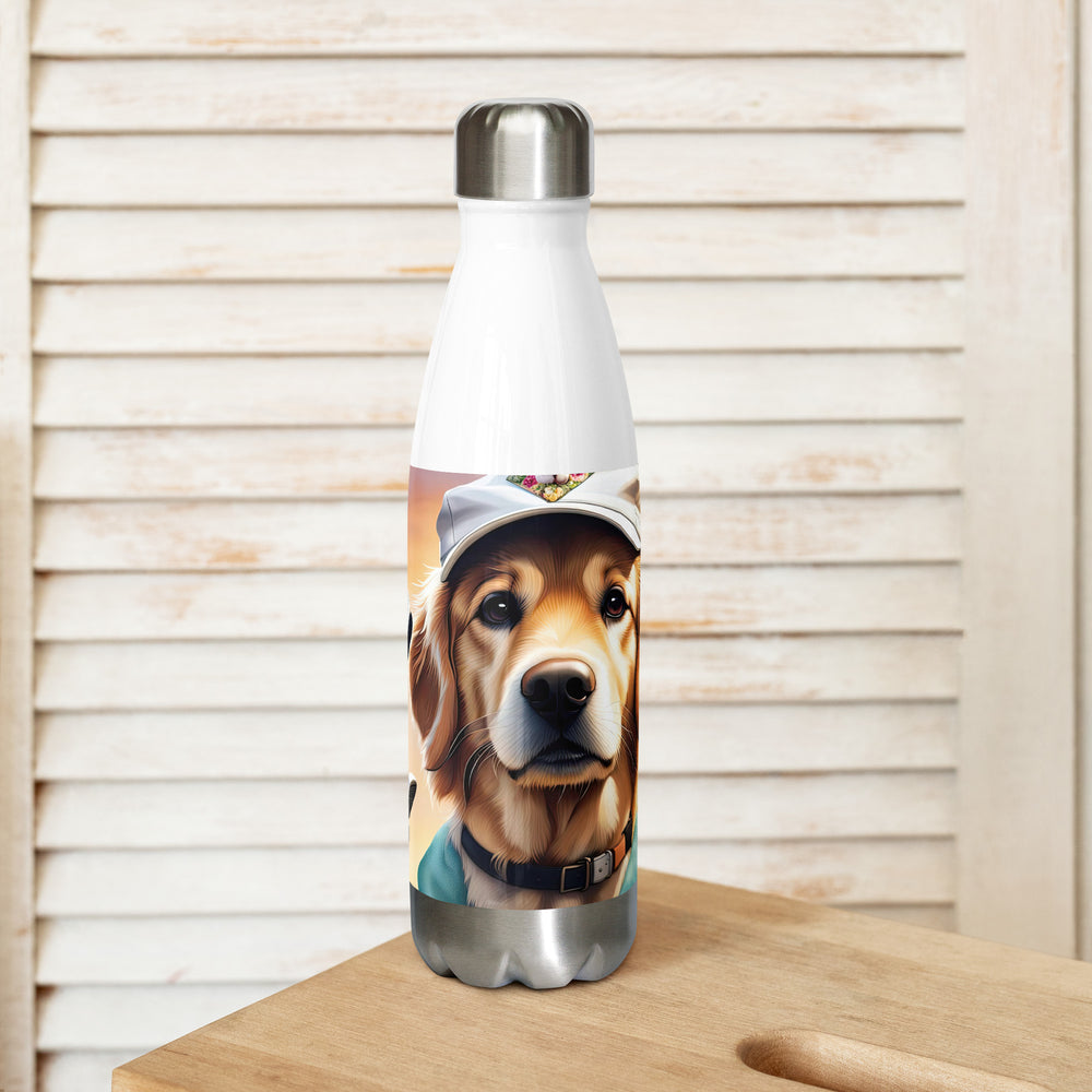 Golden Retriever Golfer- Stainless steel water bottle v4