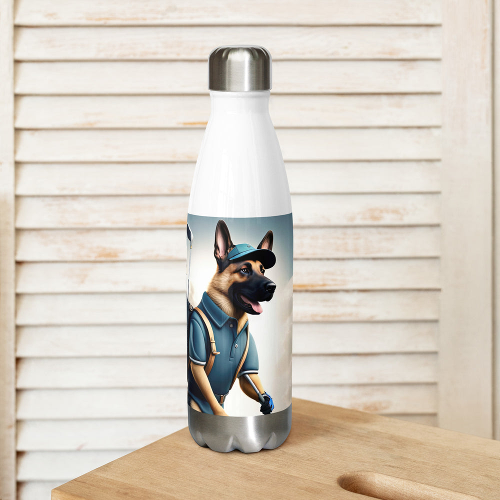 German Shepherd Golfer- Stainless Steel Water Bottle v5