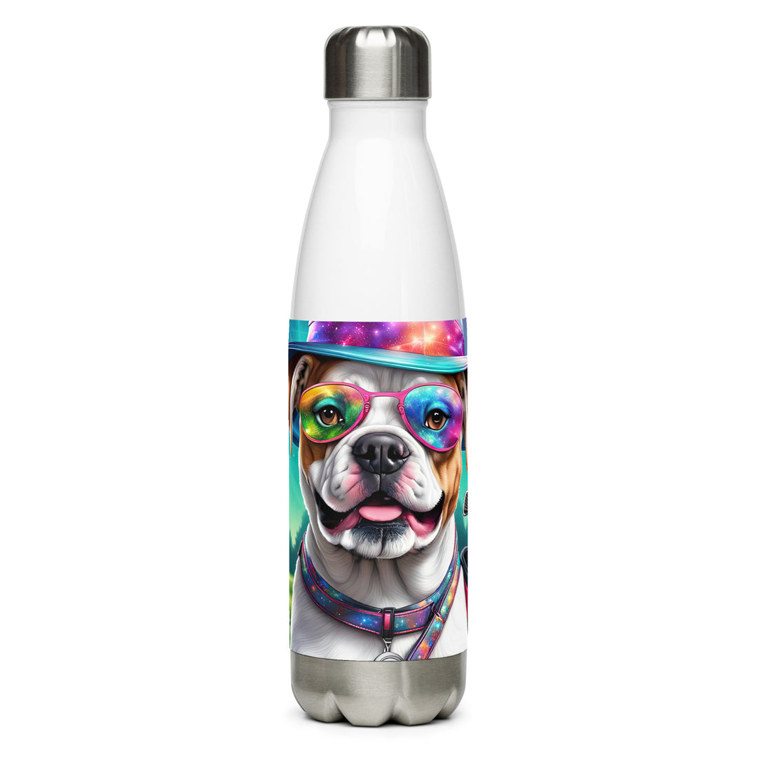 American Bulldog Golfer- Stainless steel water bottle v4