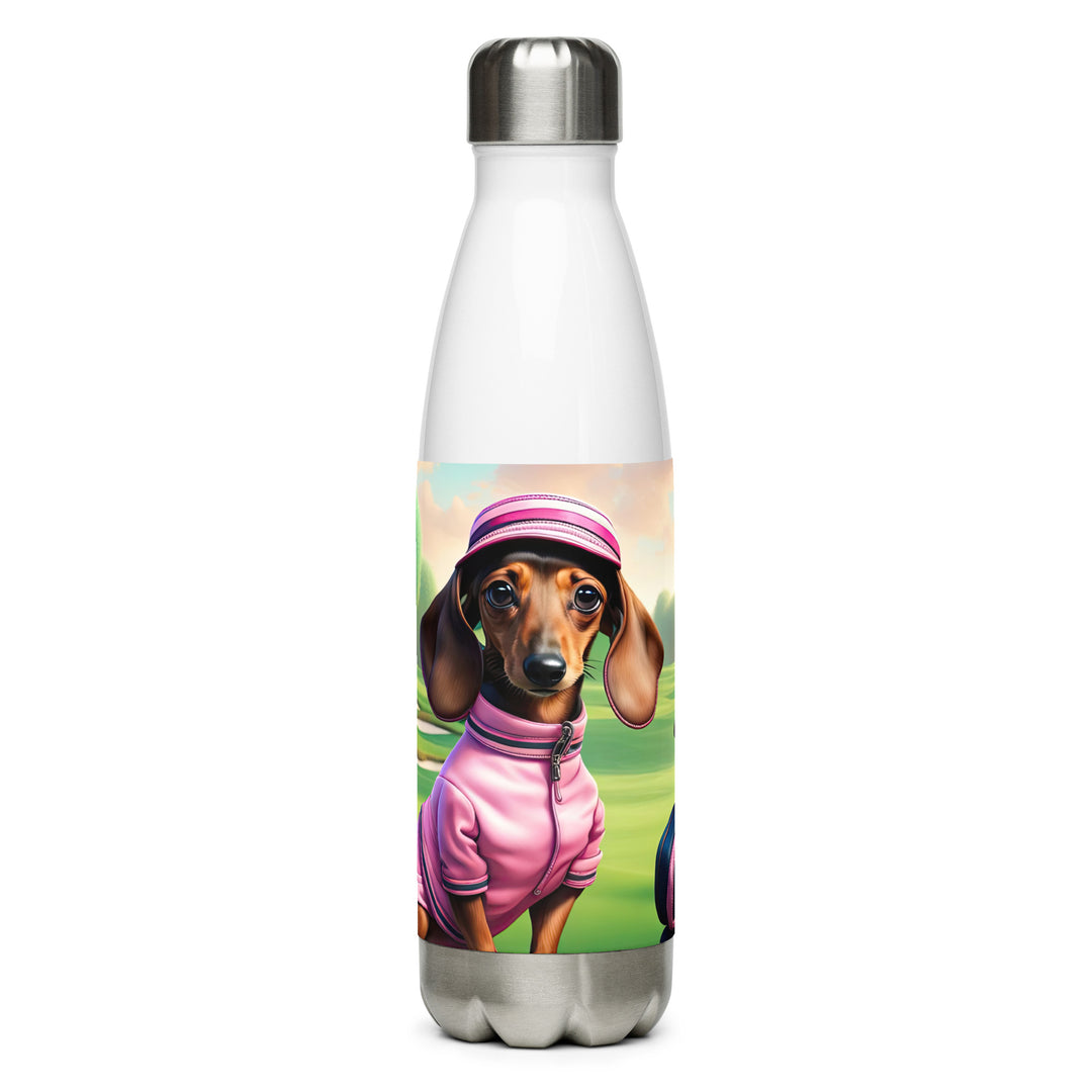 Dachshund Golfer- Stainless Steel Water Bottle v2