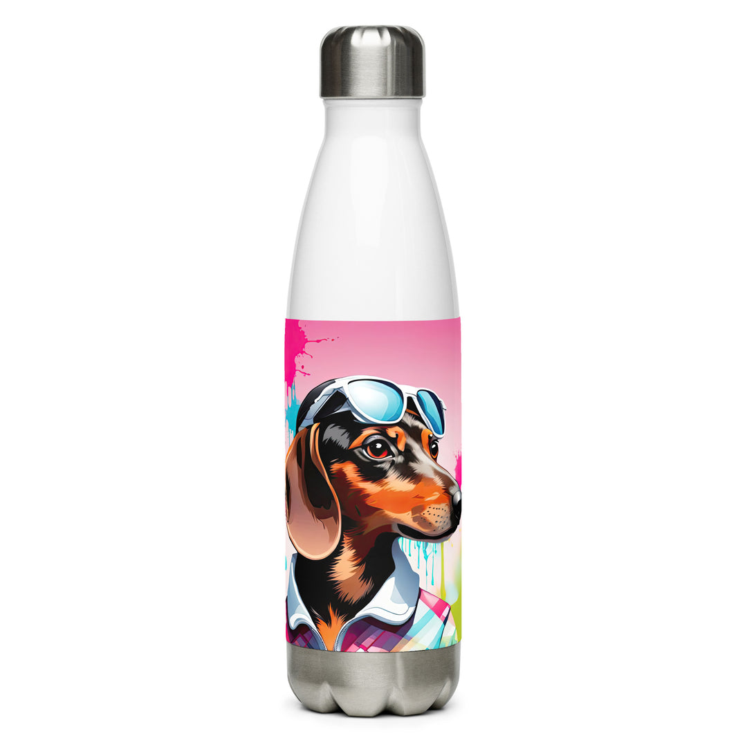 Dachshund Golfer- Stainless Steel Water Bottle v4