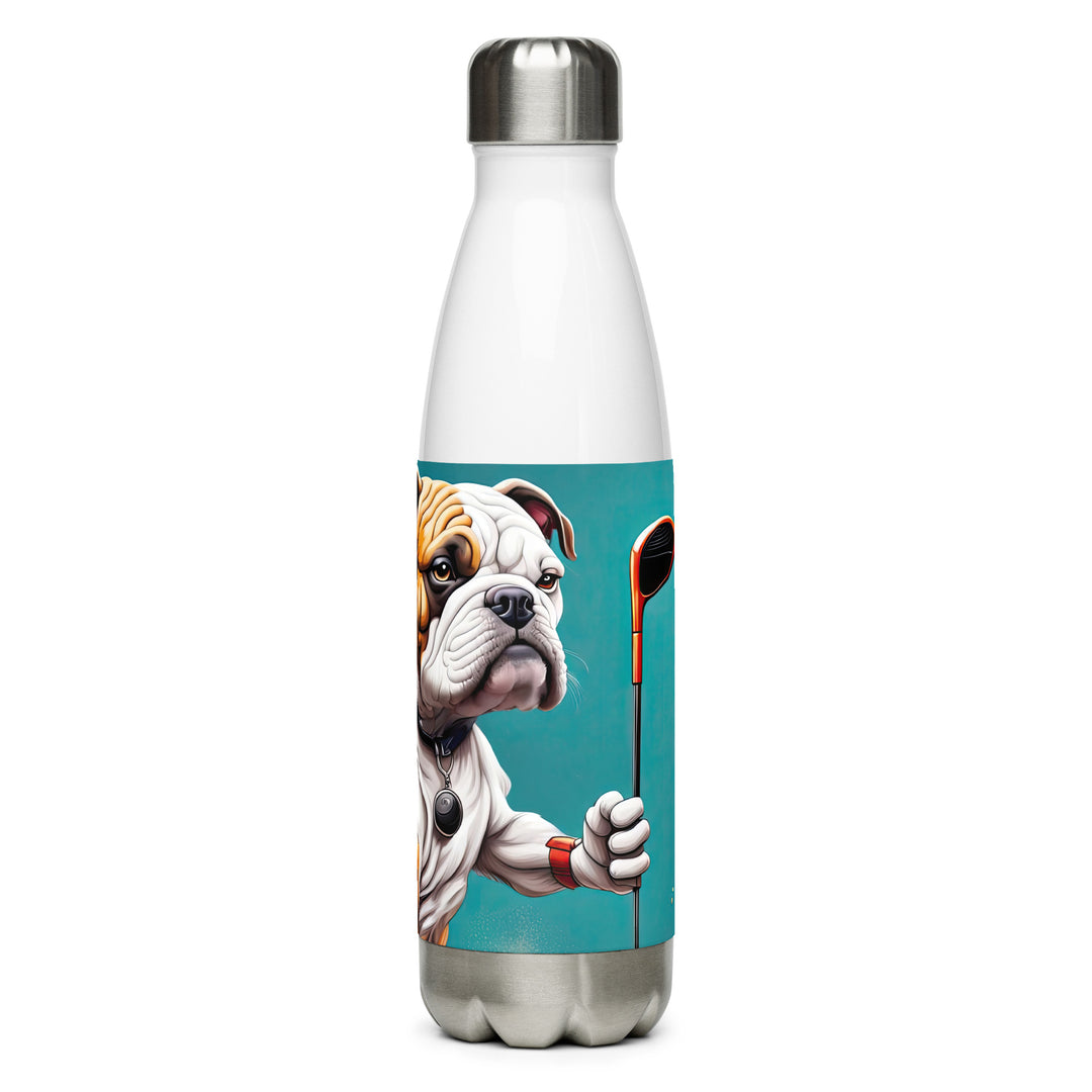 Bulldog Golfer- Stainless Steel Water Bottle