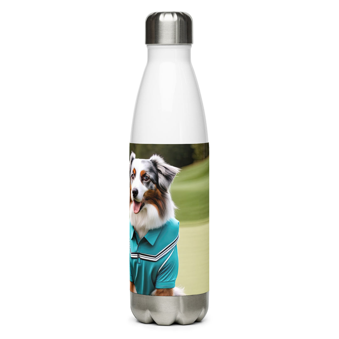 Australian Shepherd Golfer- Stainless steel water bottle v4