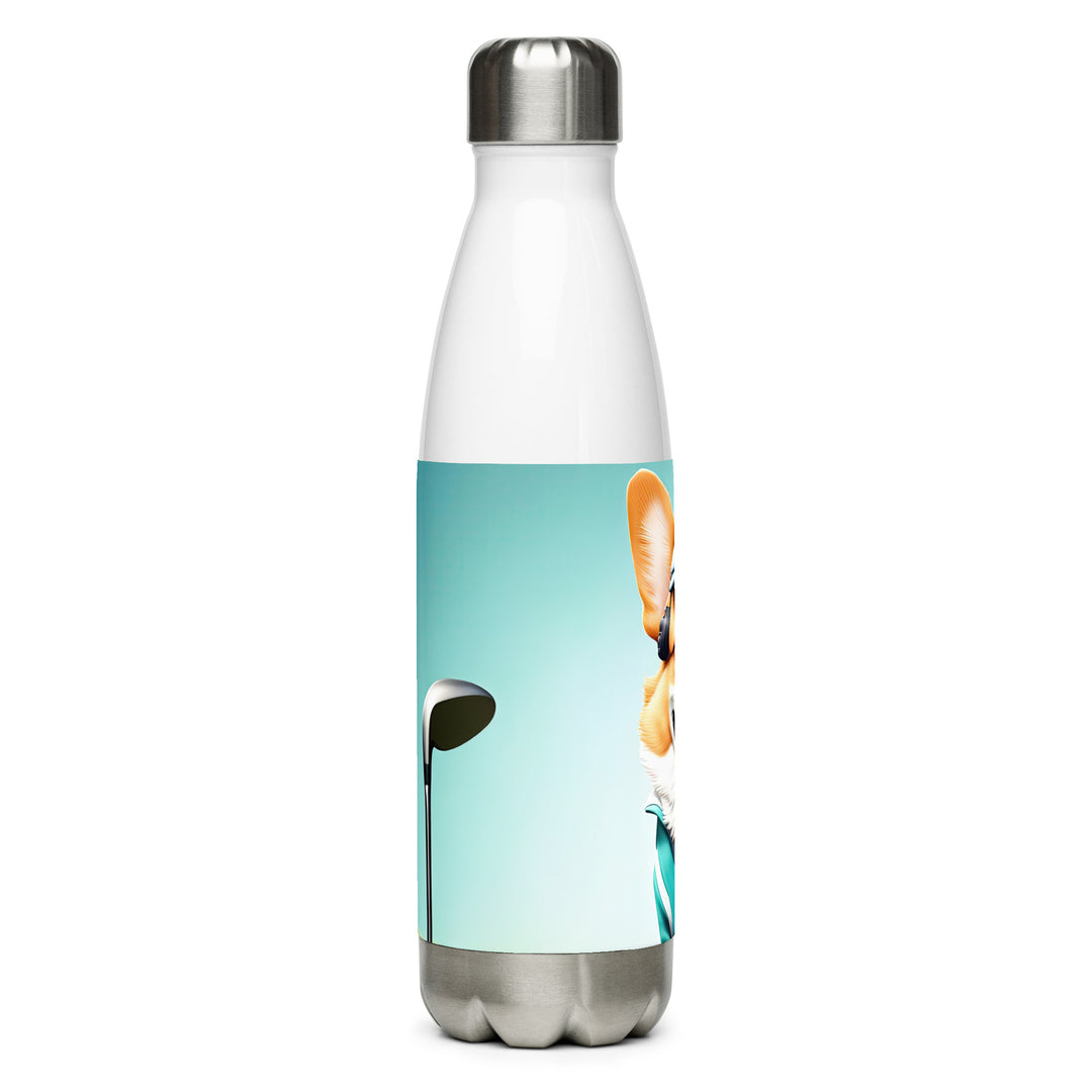 Pembroke Welsh Corgi Golfer- Stainless Steel Water Bottle