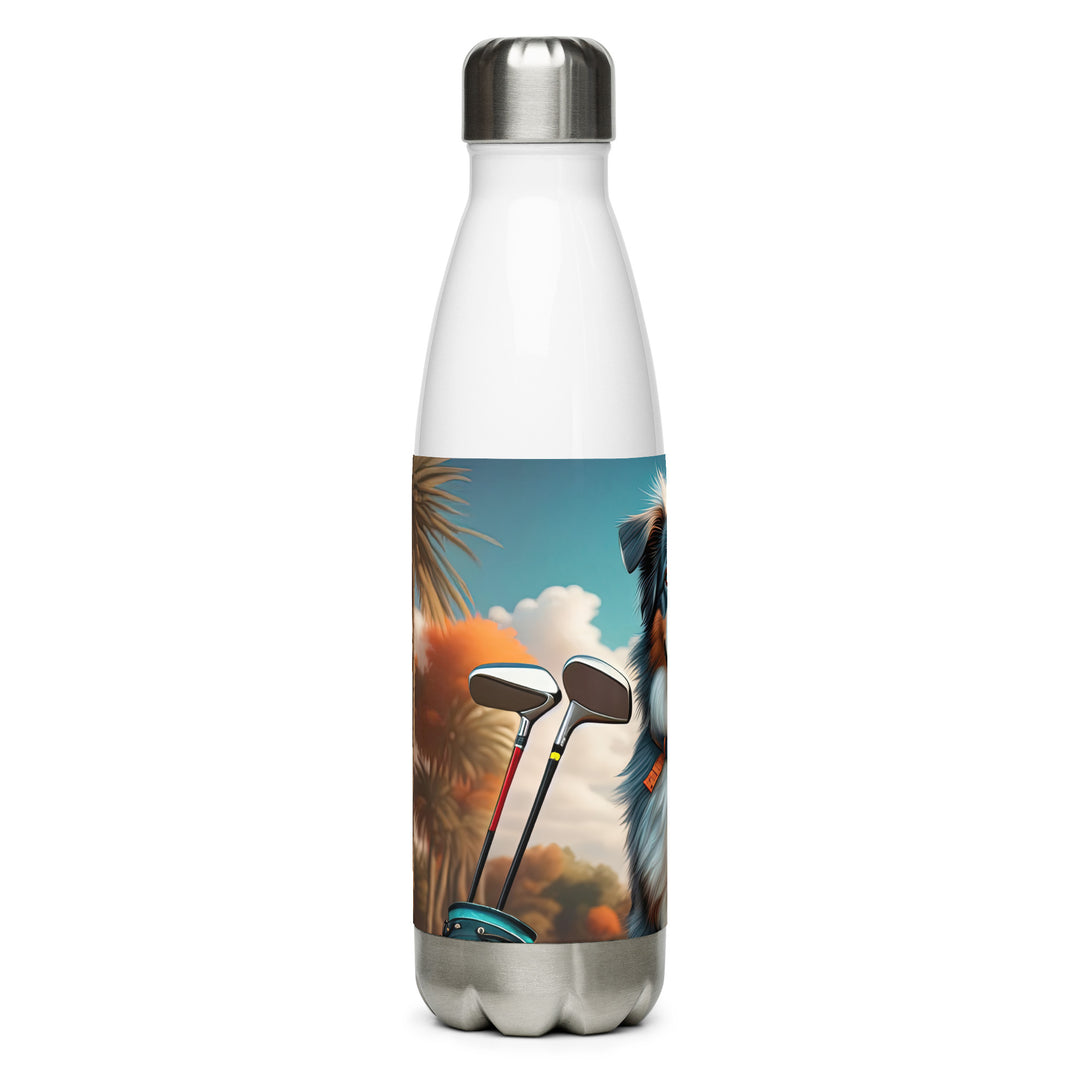 Australian Shepherd Golfer- Stainless steel water bottle v2