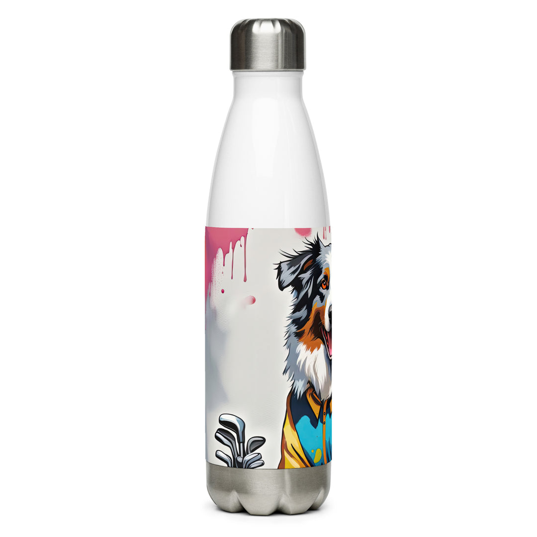 Australian Shepherd Golfer- Stainless steel water bottle v3