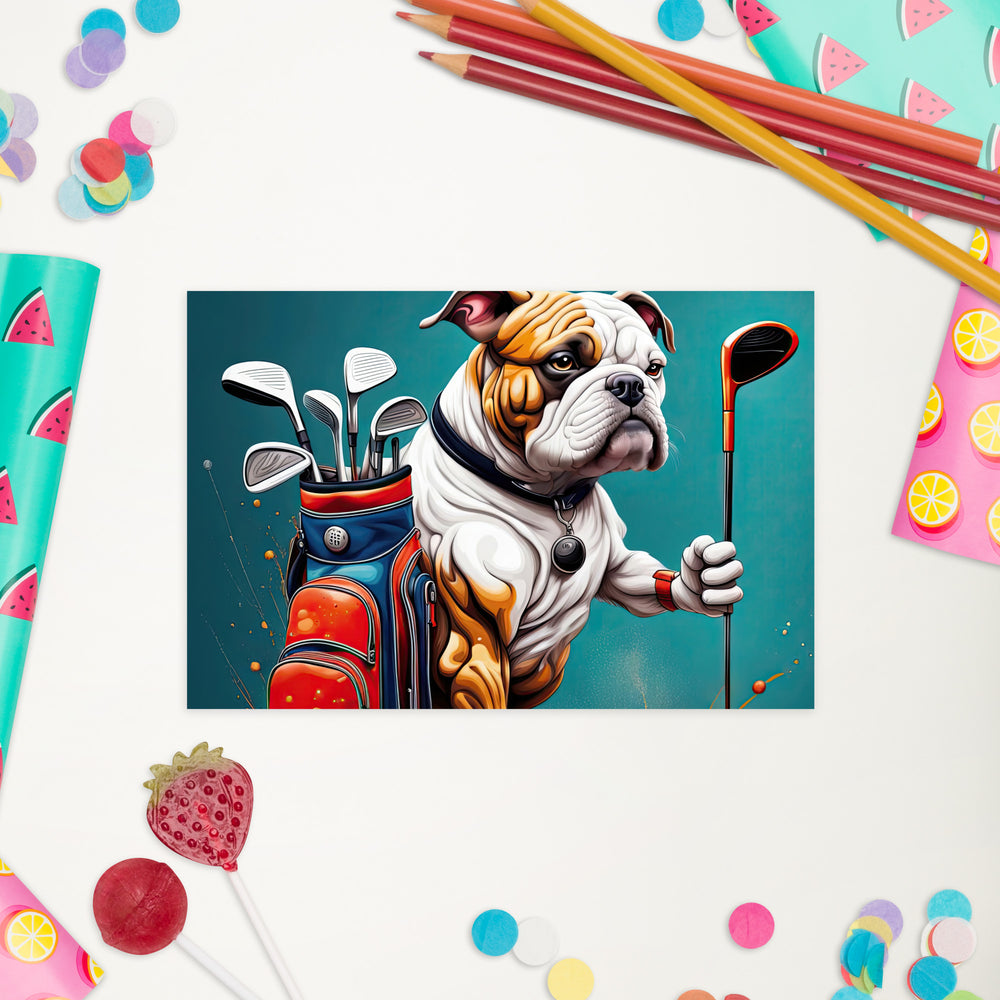 Bulldog Golfer- Standard Postcard