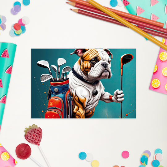 Bulldog Golfer- Standard Postcard