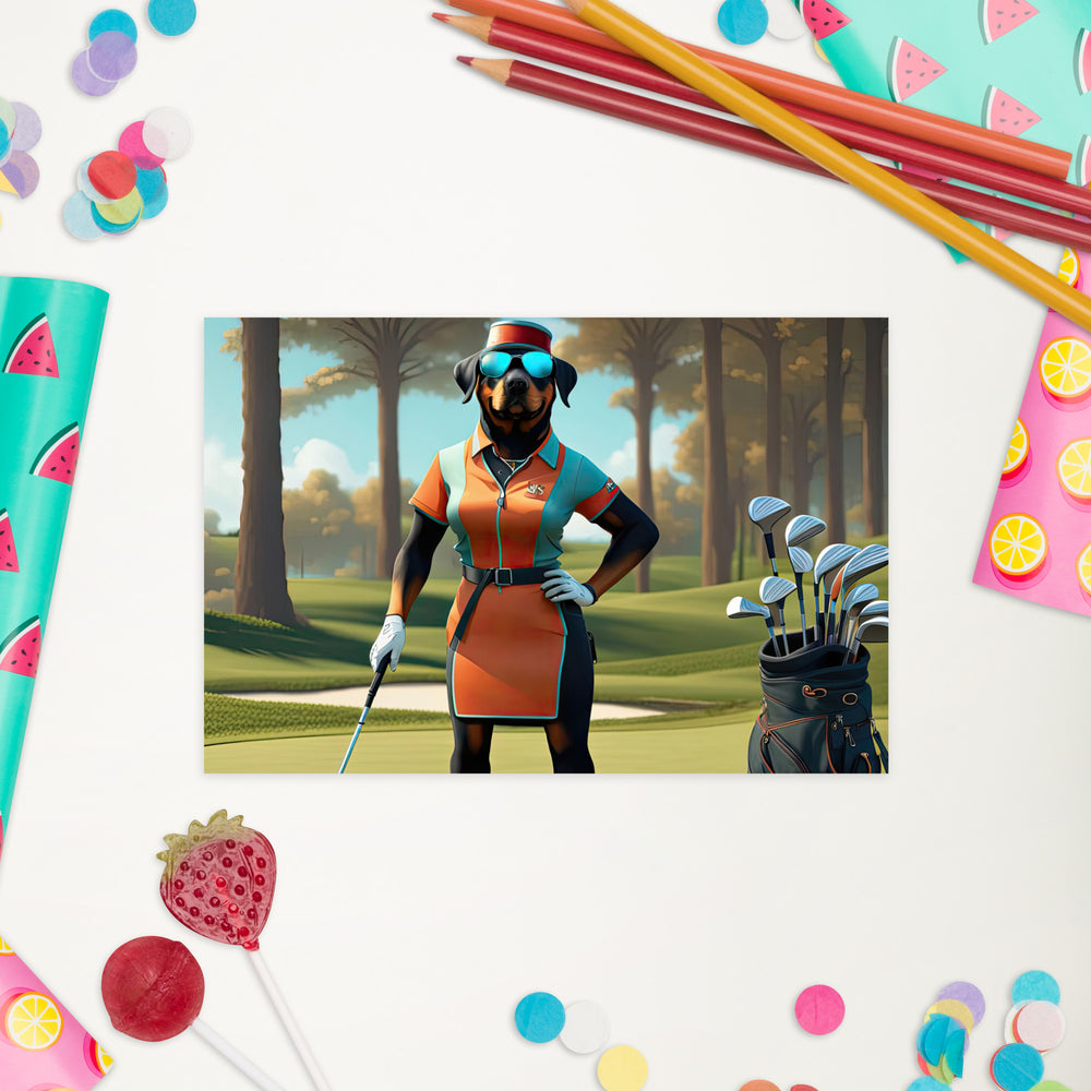 Rottweiler Golfer- Standard Postcard v4