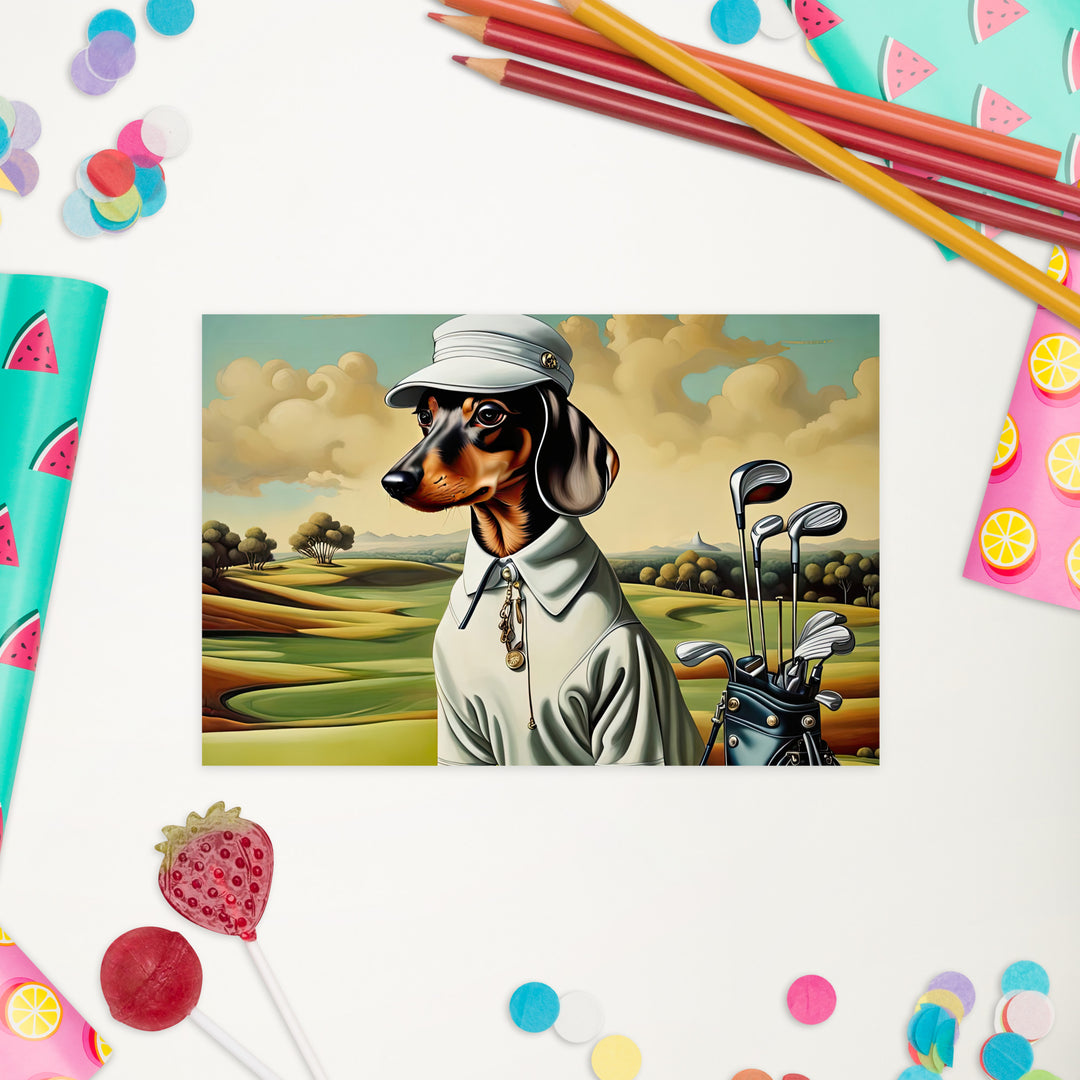 Dachshund Golfer- Standard Postcard v3