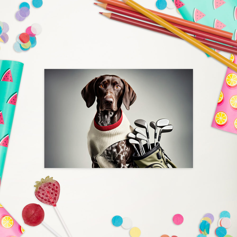 German Shorthaired Pointer Golfer- Standard Postcard v4