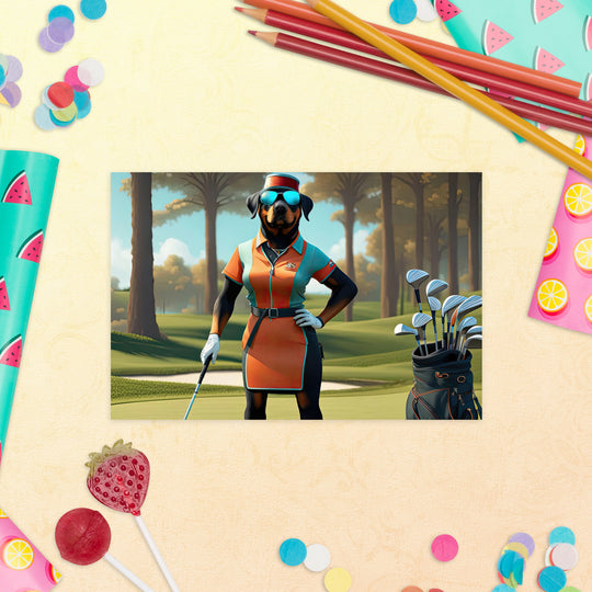 Rottweiler Golfer- Standard Postcard v4