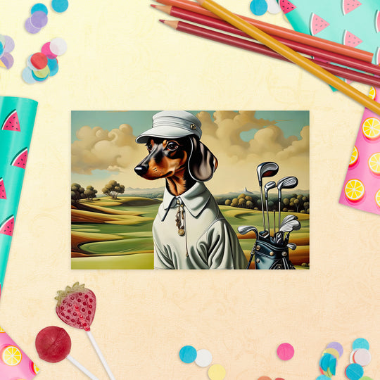 Dachshund Golfer- Standard Postcard v3