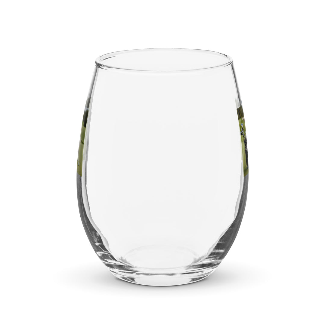 Golden Retriever Golfer- Stemless wine glass v3