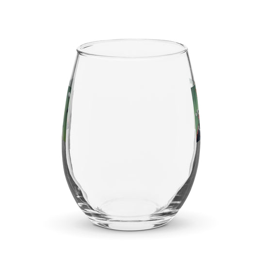 Bulldog Golfer- Stemless wine glass v2