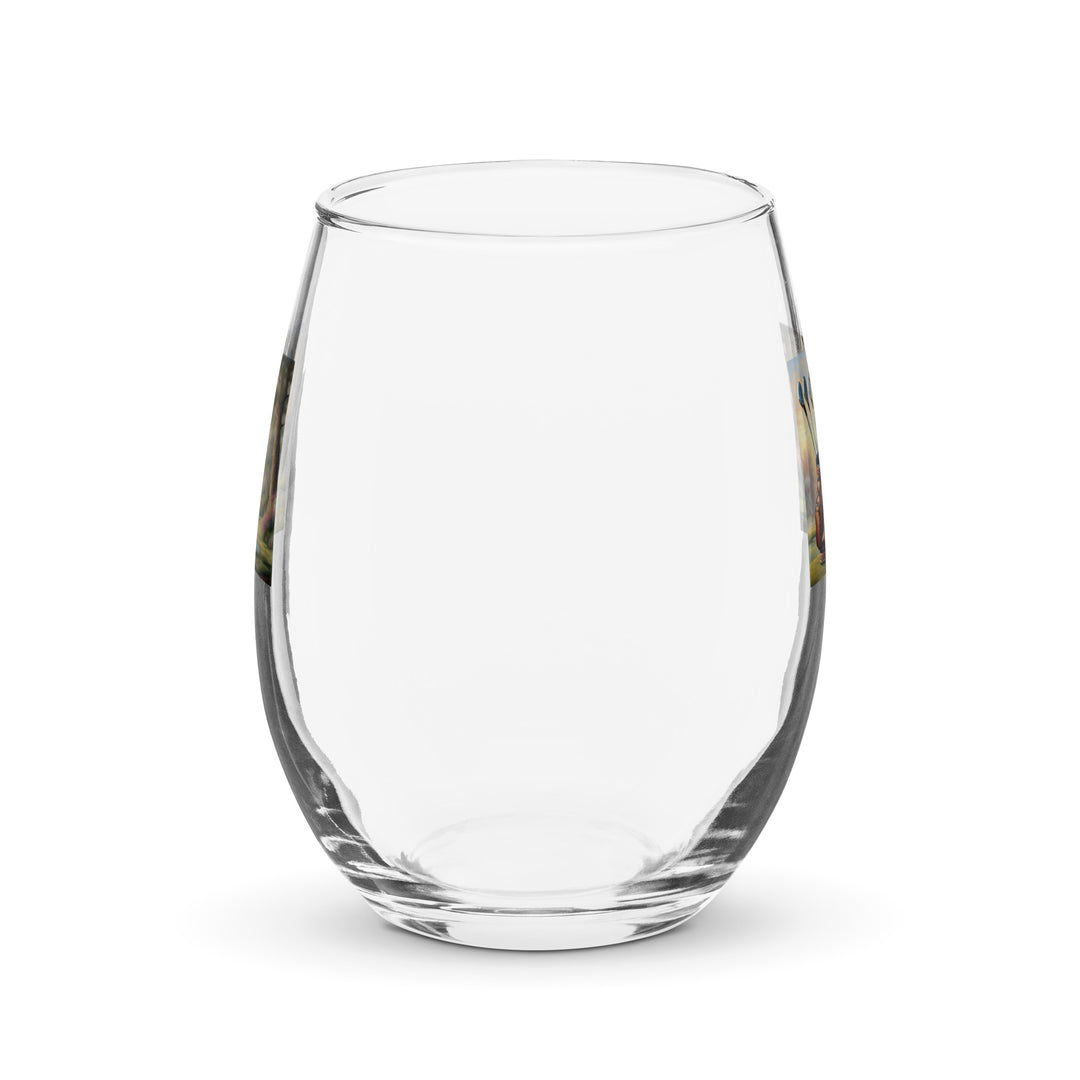 Bulldog Golfer- Stemless wine glass v4