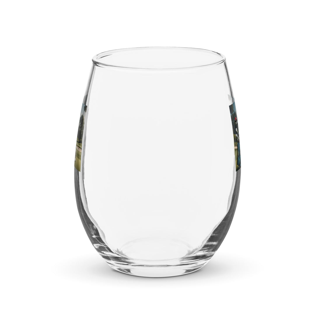 Poodle Golfer- Stemless Wine Glass
