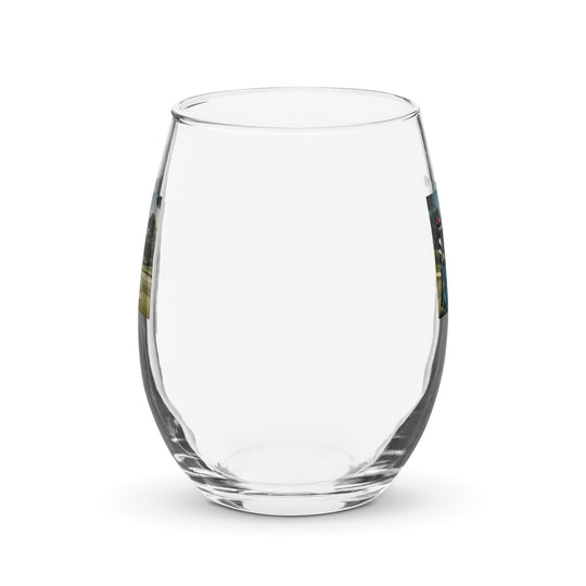 Poodle Golfer- Stemless Wine Glass