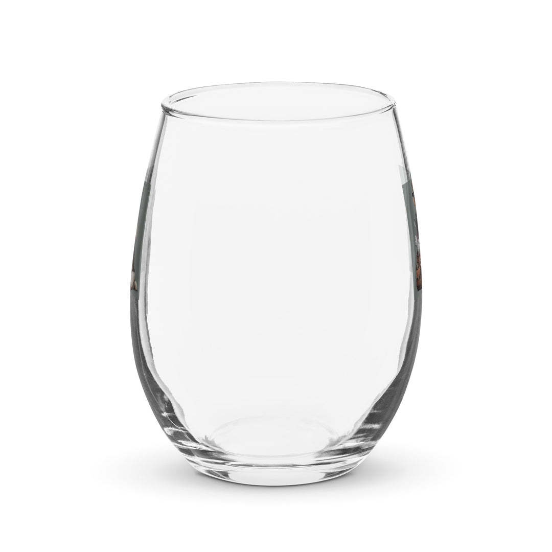 Poodle Golfer- Stemless Wine Glass v2