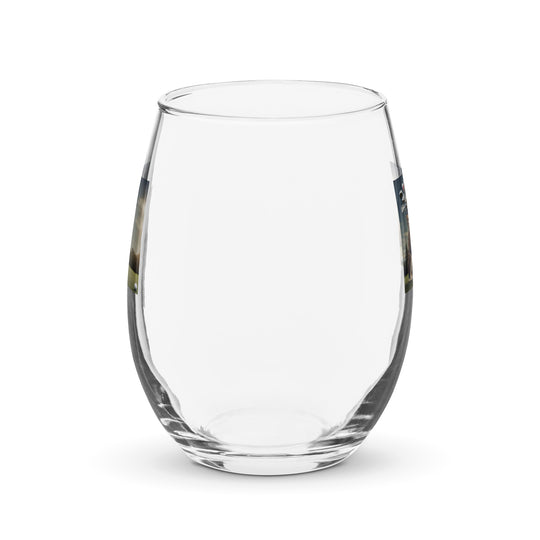 Golden Retriever Golfer- Stemless wine glass v5