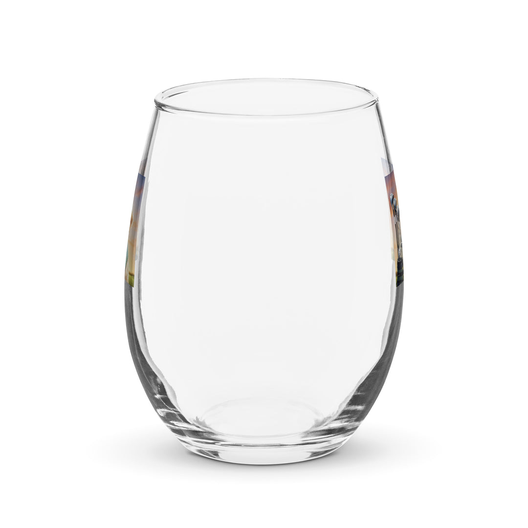 Golden Retriever Golfer- Stemless wine glass v4