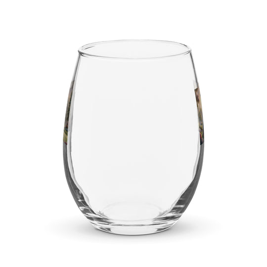 Rottweiler Golfer- Stemless wine glass v3