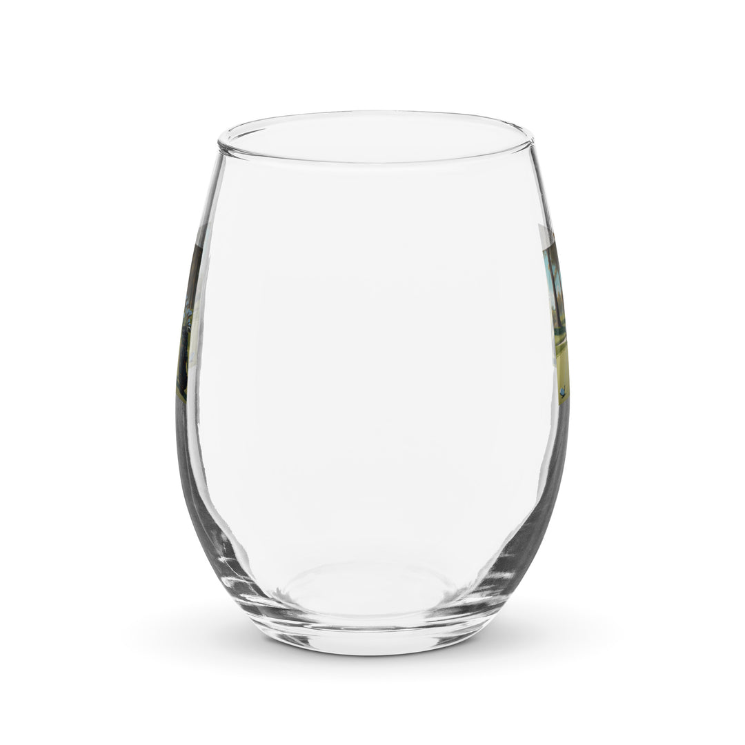 Rottweiler Golfer- Stemless wine glass v4