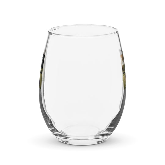 Beagle Golfer- Stemless wine glass