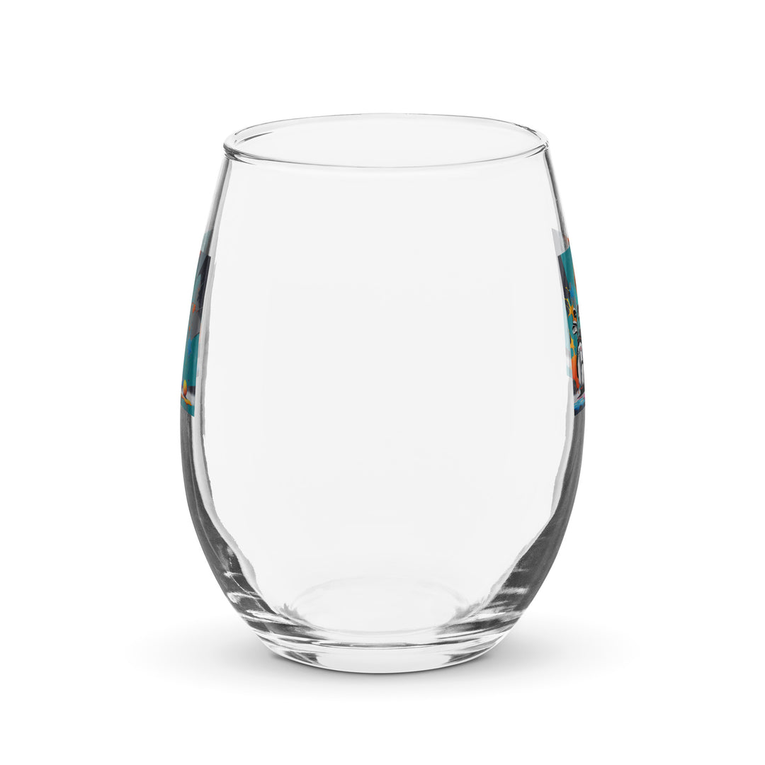 Beagle Golfer- Stemless wine glass v4