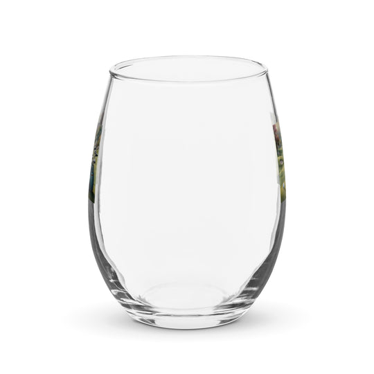 Dachshund Golfer- Stemless Wine Glass