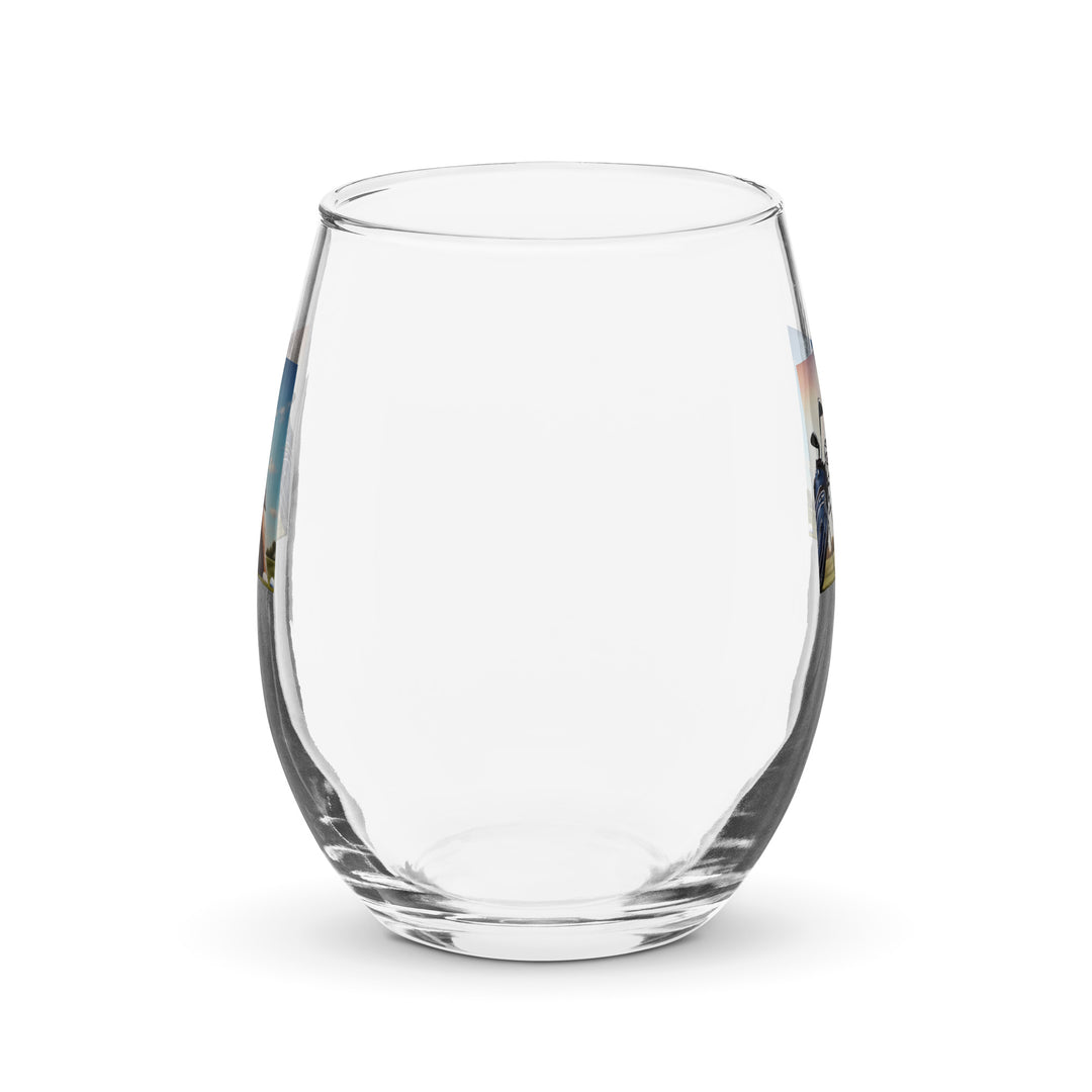 Australian Shepherd Golfer- Stemless wine glass