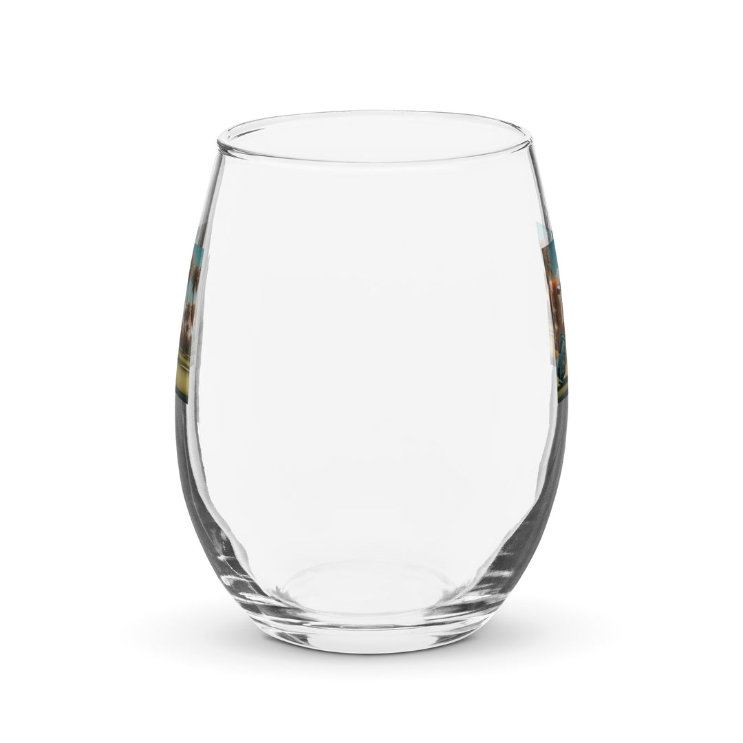 Australian Shepherd Golfer- Stemless wine glass v2