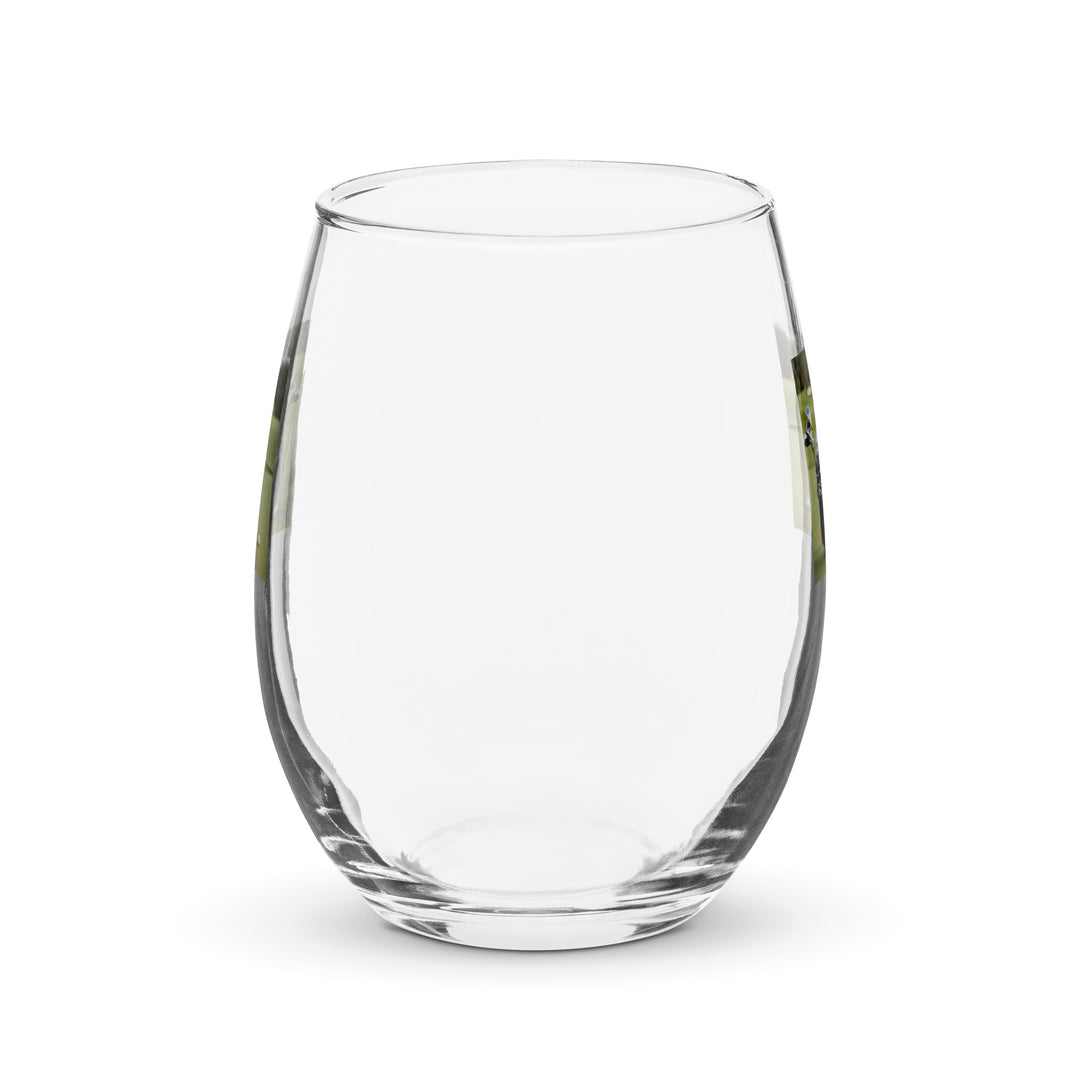 Golden Retriever Golfer- Stemless wine glass v3