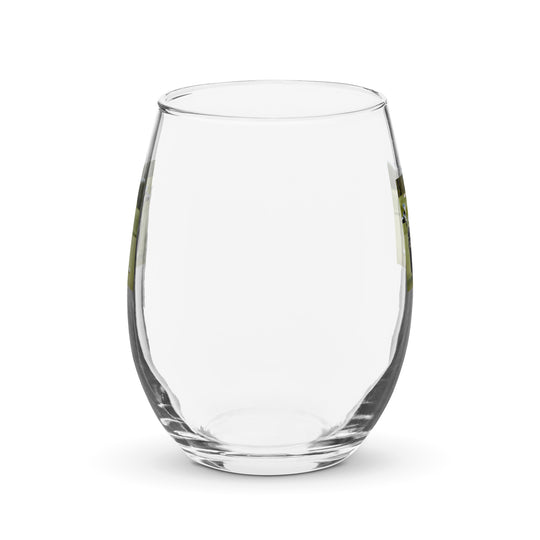 Golden Retriever Golfer- Stemless wine glass v3