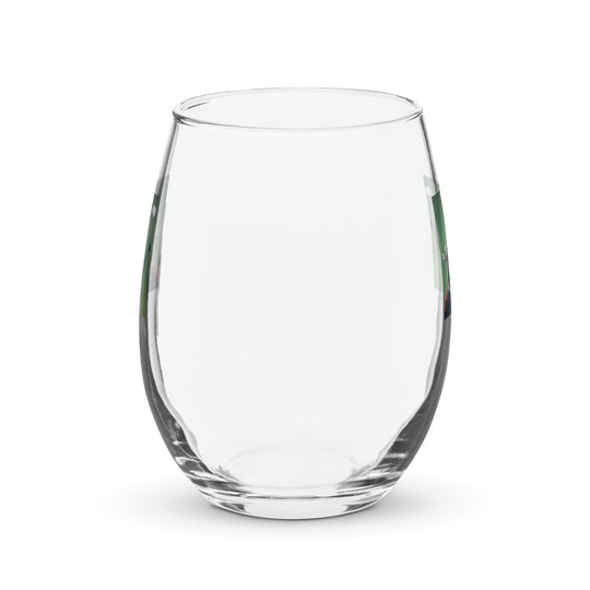 Bulldog Golfer- Stemless wine glass v2