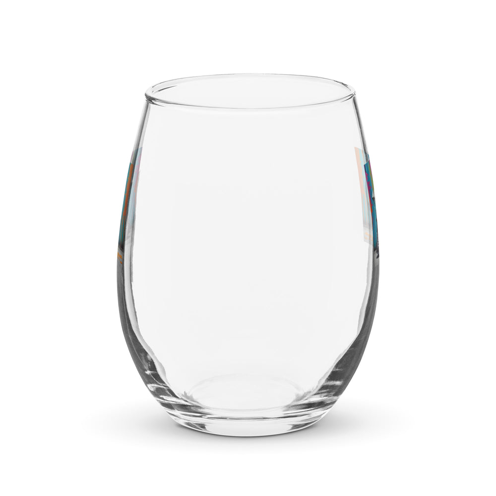 Poodle Golfer- Stemless Wine Glass v4