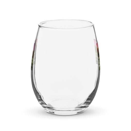 Poodle Golfer- Stemless Wine Glass v5