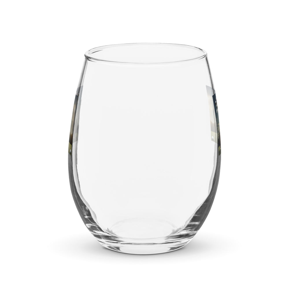 Golden Retriever Golfer- Stemless wine glass v5